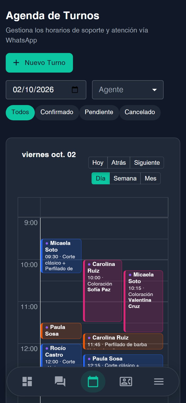 Agenda del día en el celular, en modo oscuro